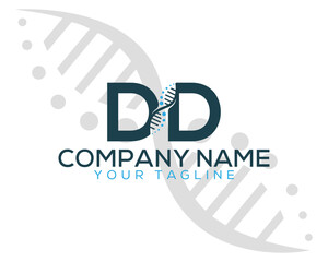 Wall Mural - DNA  symbol Premium DD letter with  vector design. Logo for medicine, science, Biotechnology, laboratory, business, and company identity.