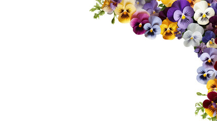 Wall Mural - delicate pansy petals as a frame border, isolated with negative space for layouts