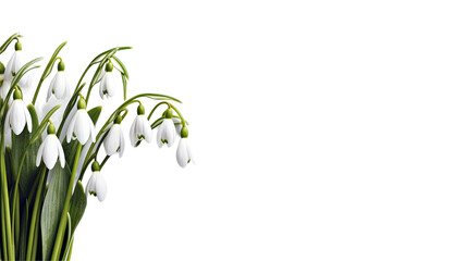 Wall Mural - delicate snowdrop flowers as a frame border, isolated with negative space for layouts