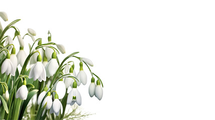 Wall Mural - delicate snowdrop flowers as a frame border, isolated with negative space for layouts