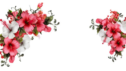 Wall Mural - elegant hibiscus flowers as a frame border, isolated with negative space for layouts