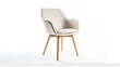 stylish chair with white top and light wooden legs standing on white Generative AI