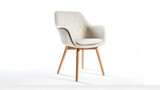 Fototapeta  - stylish chair with white top and light wooden legs standing on white Generative AI