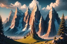 The Magic Of Spring: A Beautiful Picture Of Snowy Mountains And The Dawn Of A New Destiny - Generative AI 7
