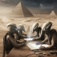 Wall Mural - aliens building the pyramids