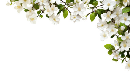 Wall Mural - delicate jasmine flowers as a frame border, isolated with negative space for layouts