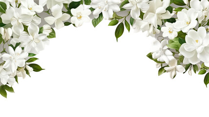 Wall Mural - delicate jasmine flowers as a frame border, isolated with negative space for layouts