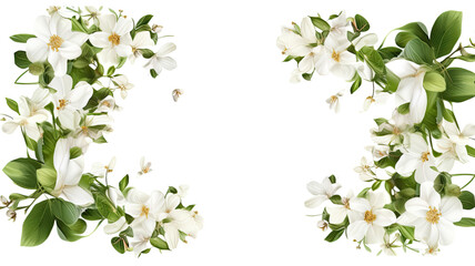 Wall Mural - delicate jasmine flowers as a frame border, isolated with negative space for layouts