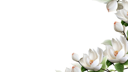Sticker - elegant lotus flowers as a frame border, isolated with negative space for layouts