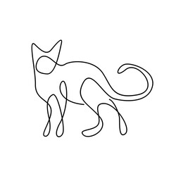 Wall Mural - Cat single Line icon design illustration template