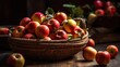 © GradPlanet - a bunch of fresh apples in a basket with blur background and good view