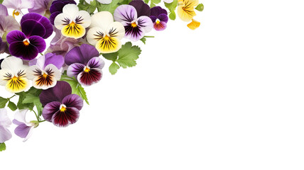 Wall Mural - delicate pansy petals as a frame border, isolated with negative space for layouts