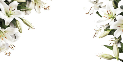 Wall Mural - graceful lily petals as a frame border, isolated with negative space for layouts