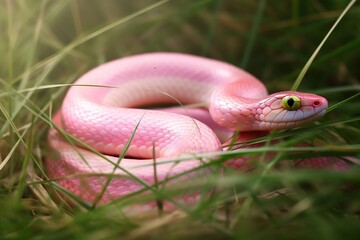 pink snake in the grass