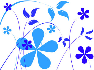 Poster - blue flowers, abstract art illustration