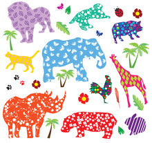 Vector Illustration Of Animals With Patterns