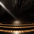 © HappyTime 17 - luxury Stage illuminated black and gold background ,Round podium ,Generative AI