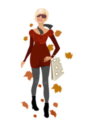 Wall Mural - Illustration elegant autumn girl isolated - vector