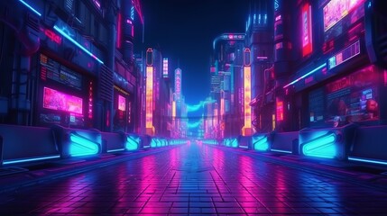 A vibrant and illuminated cityscape with futuristic elements. Generative ai