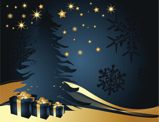 Sticker - Gold  and blue Happy New Year  background