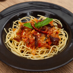 Canvas Print - Spaghetti with chilli and bacon