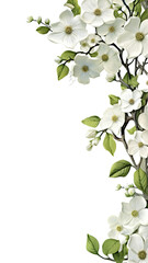 Wall Mural - blossoming dogwood flowers as a frame border, isolated with negative space for layouts