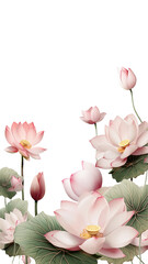 Wall Mural - serene lotus flowers as a frame border, isolated with negative space for layouts