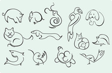 Line Icons Of Home Animals