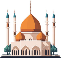 A Striking Representation Of A Mosque In Simple Line Art, Showcasing The Intricate Details Of Its Architecture