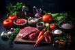 © idealxone - meat with vegetables generative ai