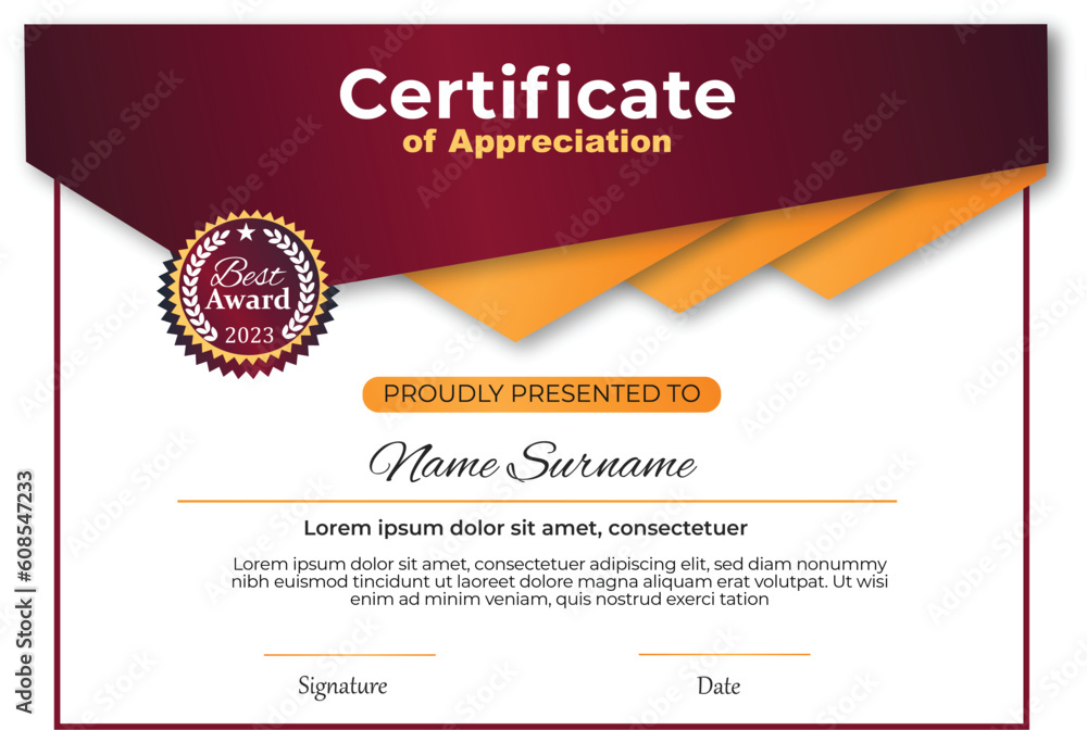 Professional Certificate Design Template Stock Vector | Adobe Stock