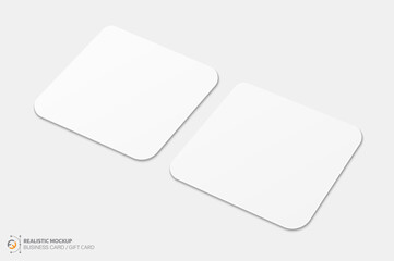 Wall Mural -  Mockup realistic square business card with rounded corners / gift card. Realistic blank business card with shadow for your design. Vector illustration EPS 10