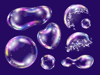 Canvas Print - Realistic Soap Bubble Set