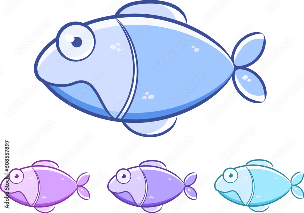 Cartoon fish set isolated on white background. Vector Illustration ...