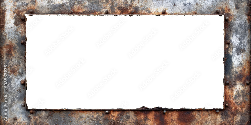 Old zinc frame is rusty and dirty isolated on transparent background ...