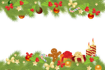 Wall Mural - Christmas card background with decorations. Vector illustration.