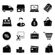 Shopping icon set in black