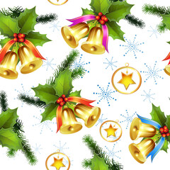 Sticker - Seamless pattern with christmas bells