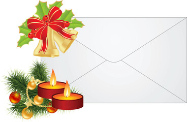 Sticker - Envelope with Christmas decoration isolated on a white background. Vector illustration.