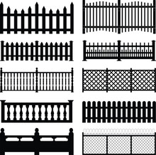 A Set Of Fences And Wall Brick Design.