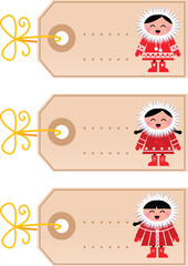 Wall Mural - Blank retro christmas tags with cute eskimos. Vector