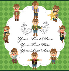 Wall Mural - cartoon cowboy card