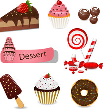 Vector Set With Different Types Of Sweets