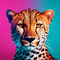 Canvas Print - pop art leopard Generative AI