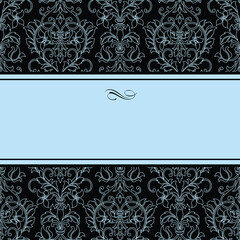 Wall Mural - Vector Dotted Damask Pattern and Blue Frame. Easy to edit. Perfect for invitations or announcements.