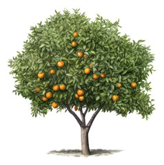 Wall Mural - Orange tree illustration isolated. Generative AI.