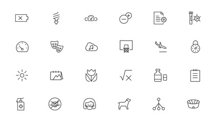 Wall Mural - thin line icons set. Thin line simple outline icons, Pixel Perfect icons