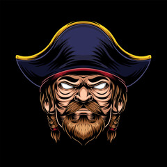 Wall Mural - head of pirate mascot illustration