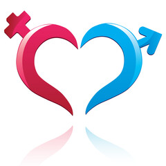 Sticker - Icon male and female sign. Vector heart symbol. Valentine Day illustration.