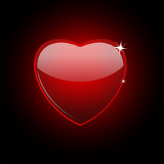 Sticker - Glass heart on black, vector illustration, eps10, 2 layers